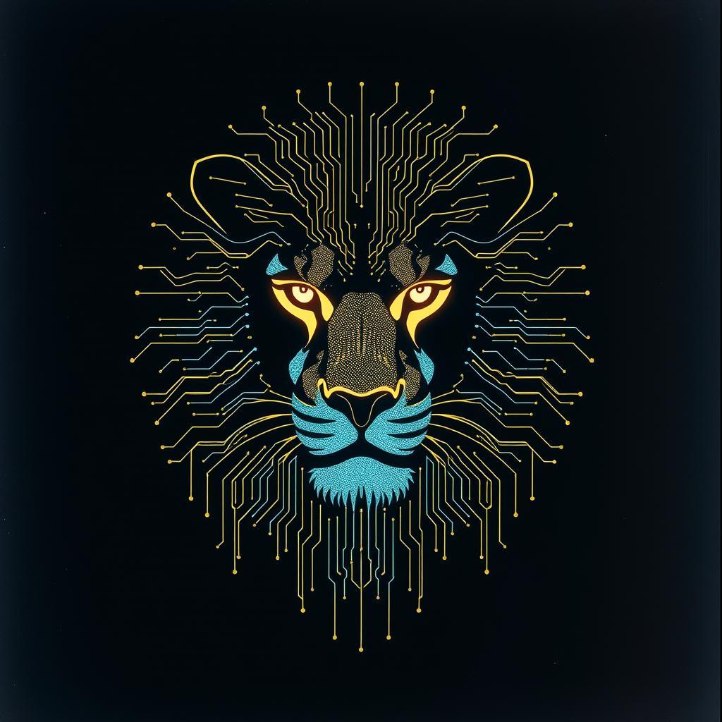 Lion with the Circuit Heart by VJ the AiMan — cover artwork